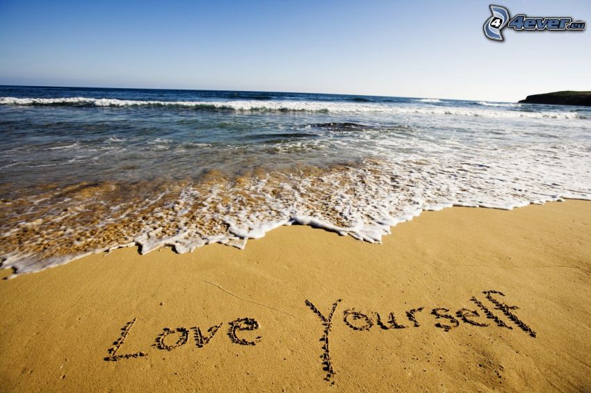 love yourself, playa, mar