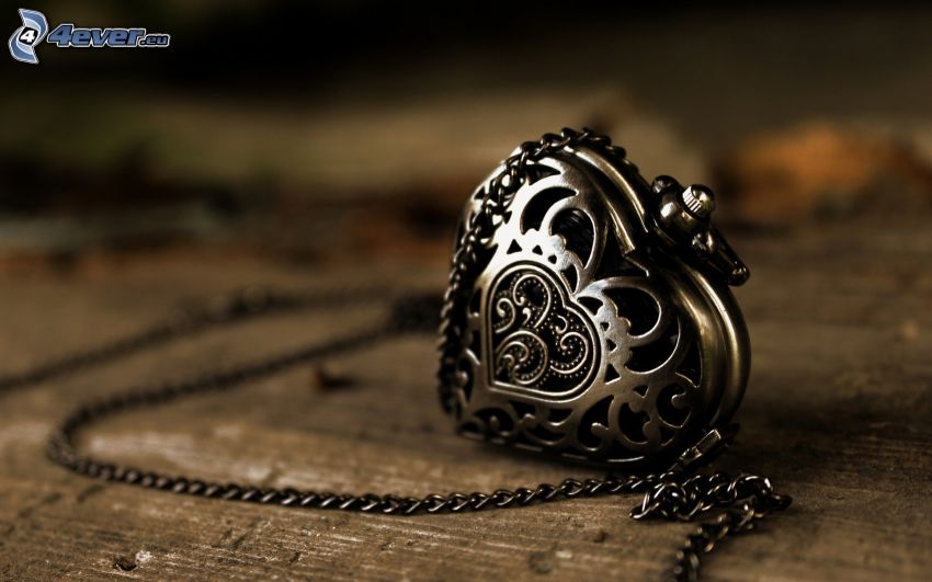 colgante de plata, corazón, cadena