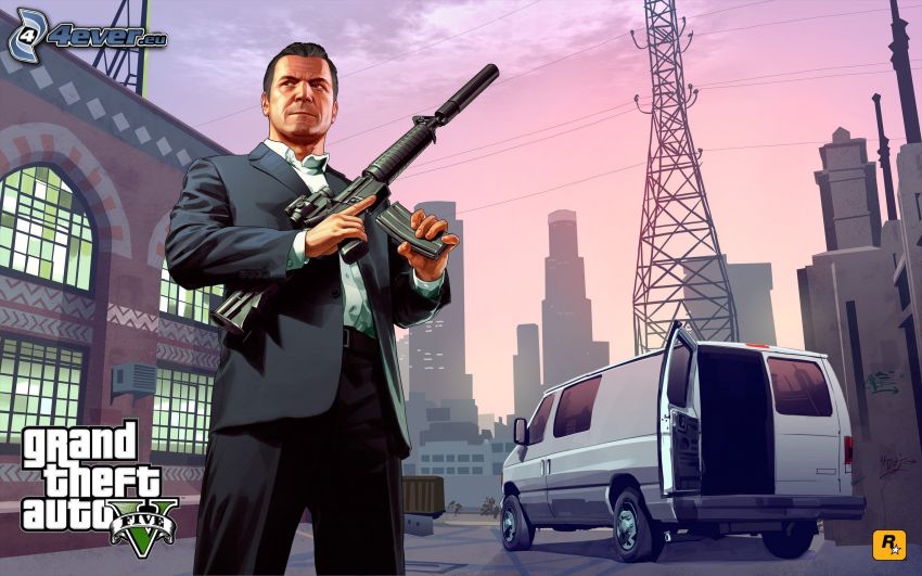 Grand Theft Auto V, carro, arma, ciudad