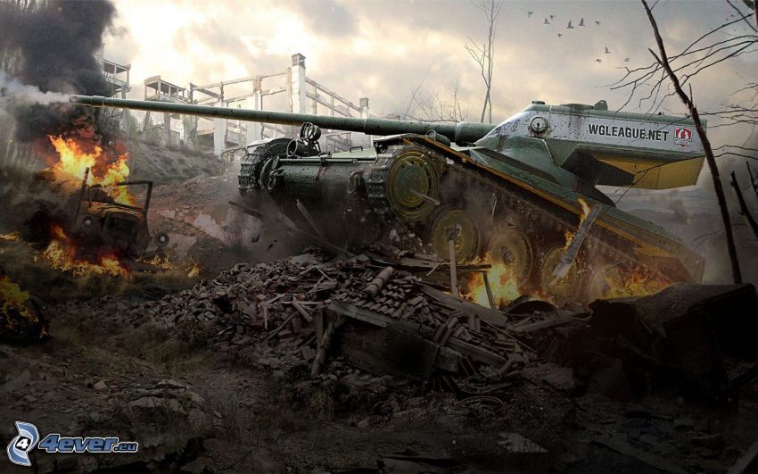 World of Tanks, tanque, fuego