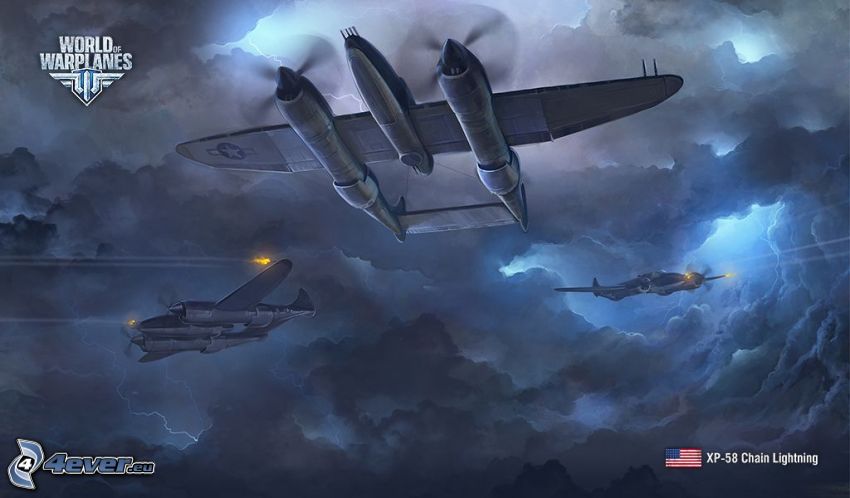 World of warplanes, aviones de caza, nubes oscuras