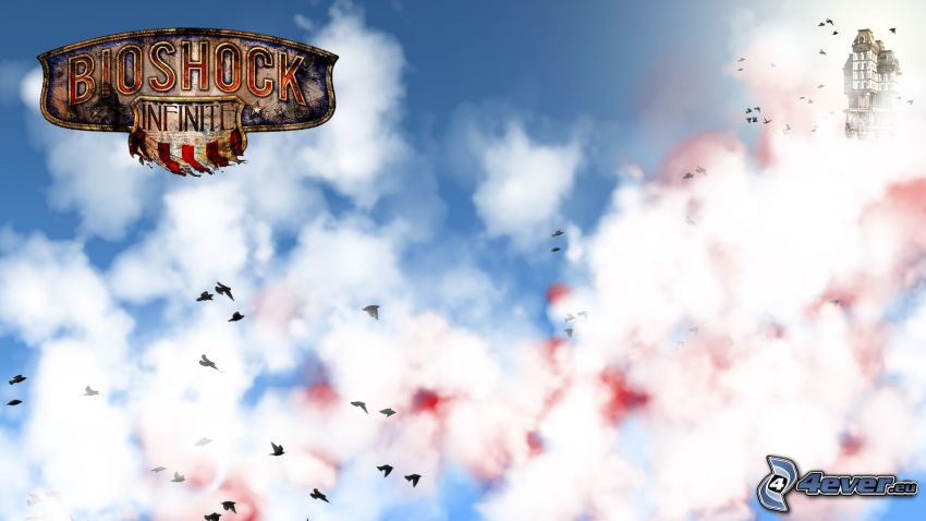 Bioshock: Infinite, nubes, bandada de pájaros
