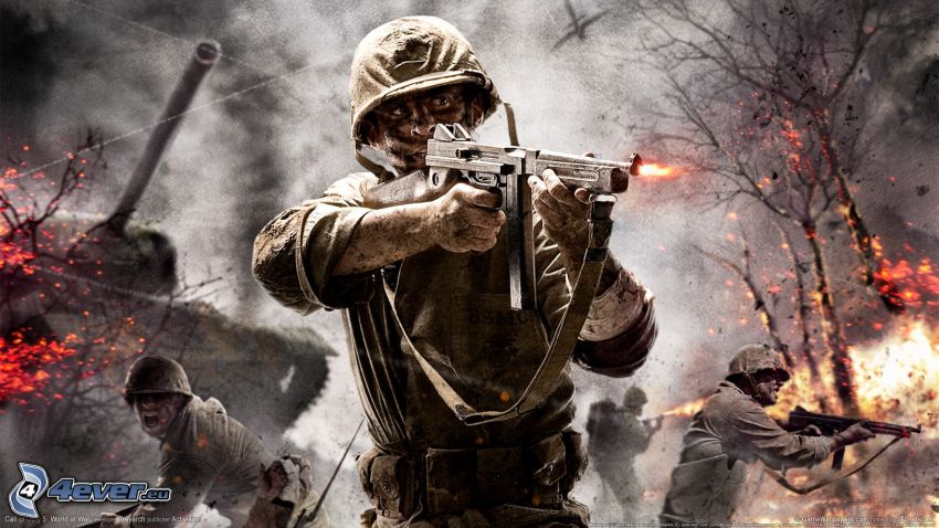 Call of Duty 5, soldado con una pistola