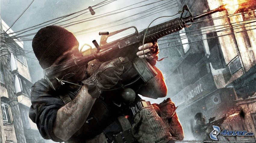 Call of Duty: Black Ops Zombies, soldado con una pistola