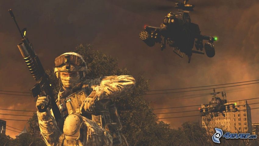 Call of Duty Modern Warfare 2, soldado, helicóptero militar