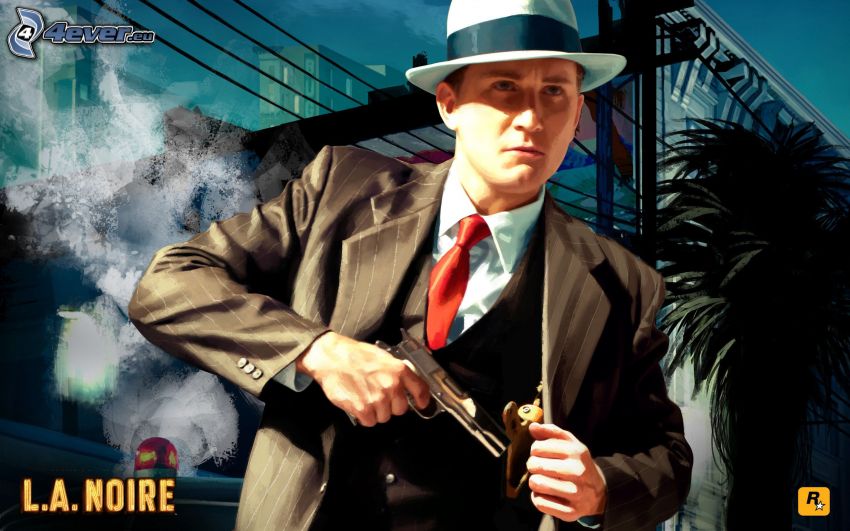 L.A. Noire, hombre con arma, hombre en traje
