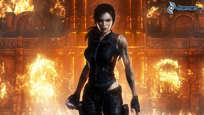 Lara Croft, Tomb Raider, fuego