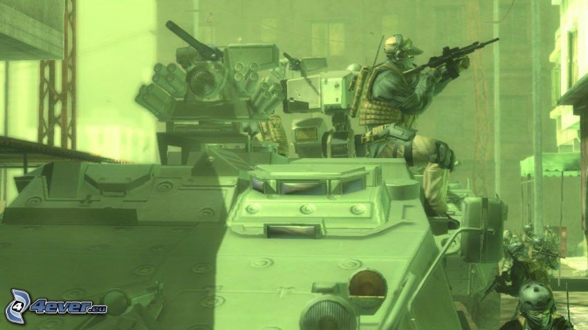 Metal Gear Solid 4, tanque en la ciudad