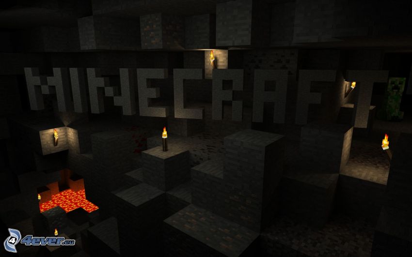Minecraft, antorchas, cueva