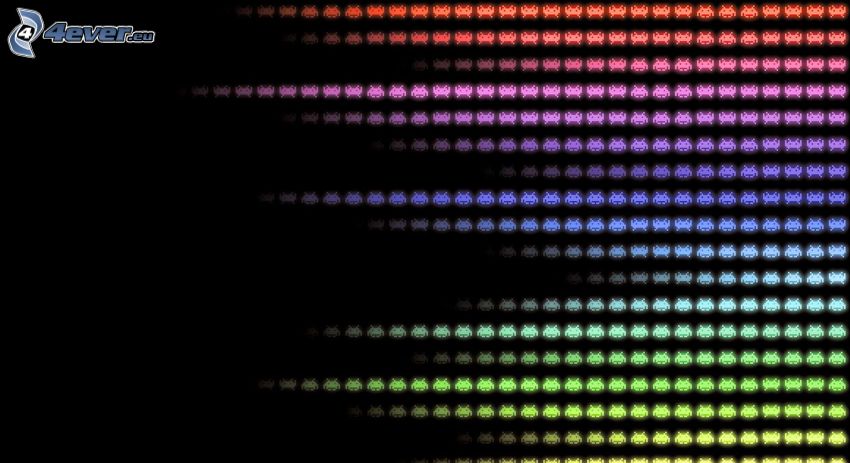 Space Invader, colores del arco iris