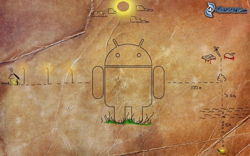 Android, dibujos animados