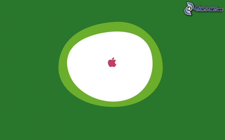 Apple, círculos, fondo verde