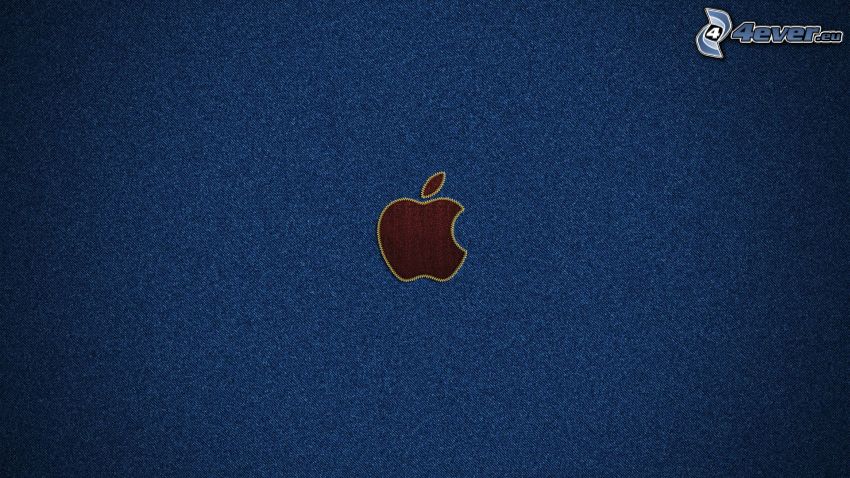 Apple, fondo azul