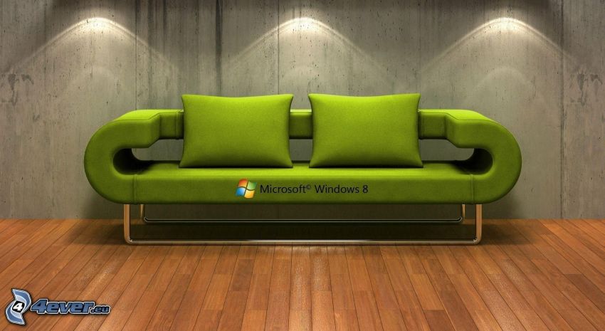 Windows 8, sofá, cobertura de madera, luces