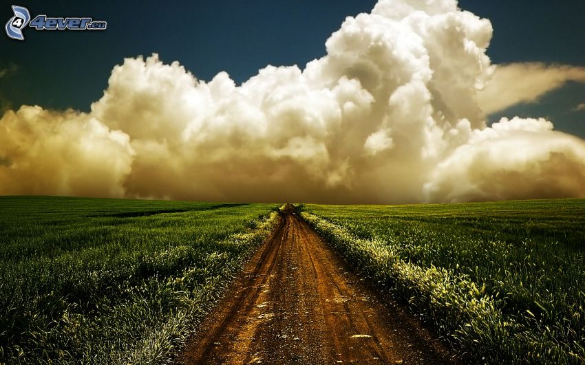 camino de campo, nubes