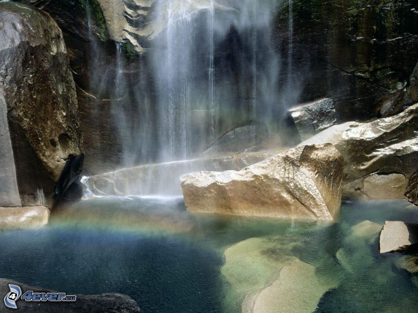 cascada, Parque nacional de Yosemite, arco iris