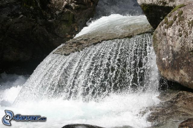 cascada, roca, agua