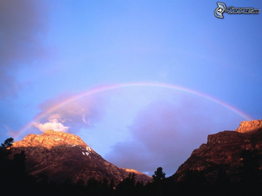 arco iris, montaña rocosa