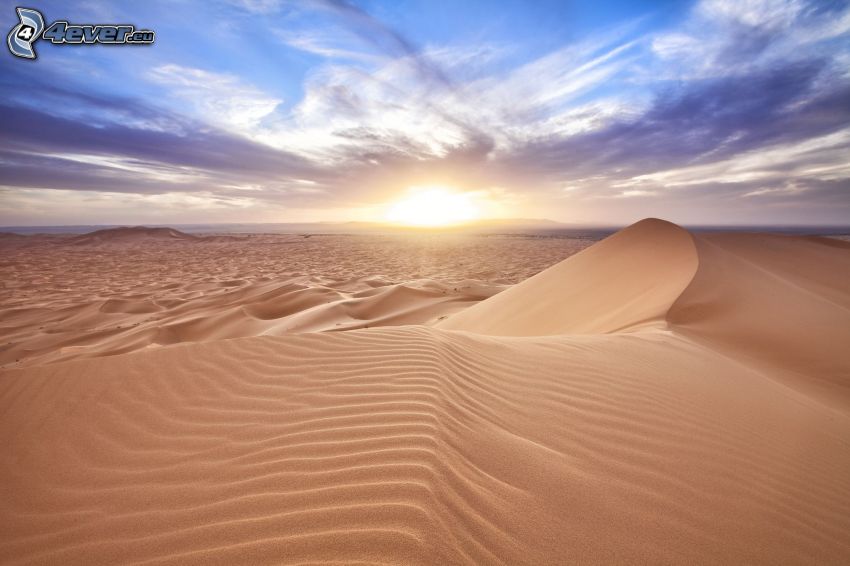 desierto, puesta del sol