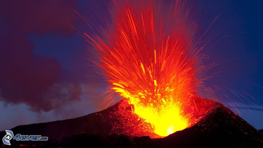 erupción de volcán, lava