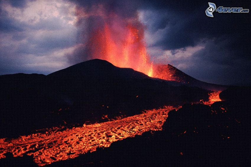 erupción de volcán, lava