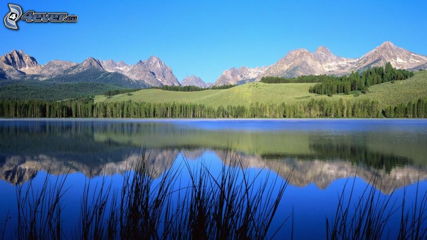 lago, montañas rocosas
