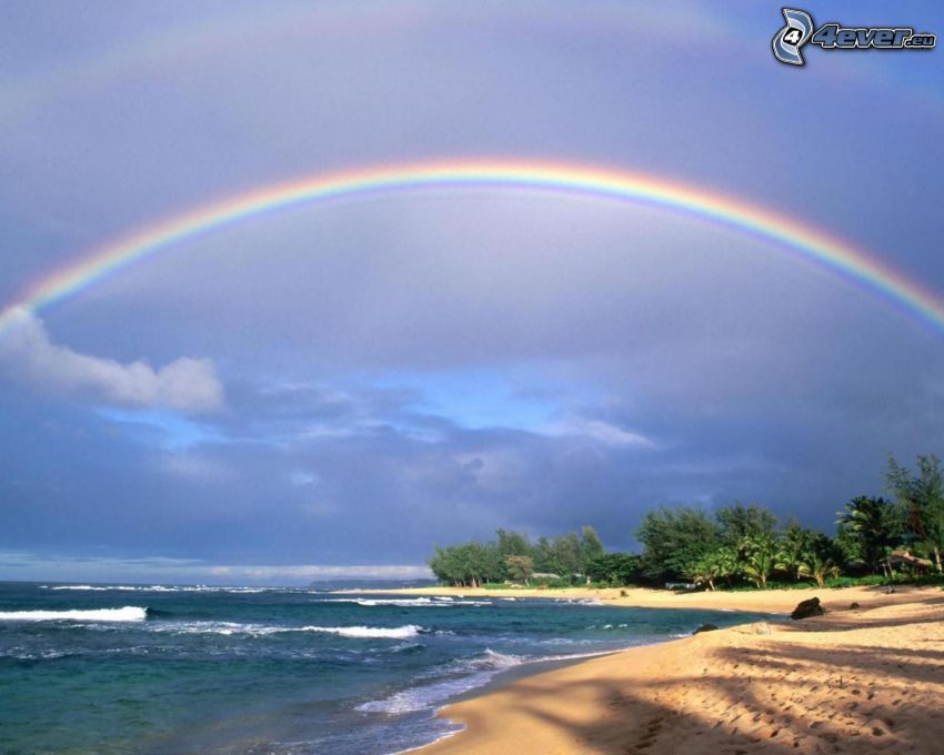 costa, mar, arco iris