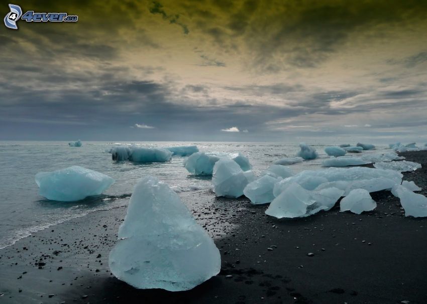 mar, témpanos de hielo, Alta Mar