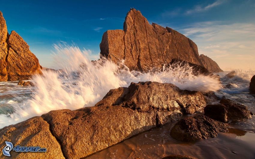 olas en la costa, rocas, mar