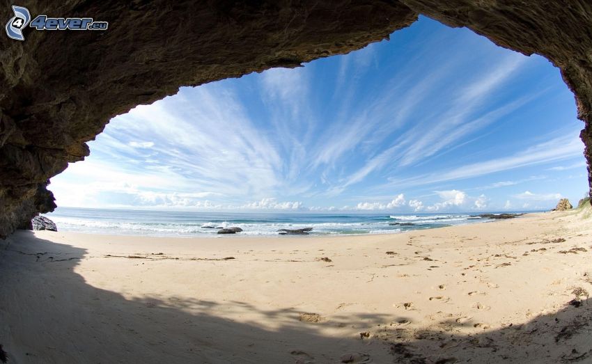 puerta de roca, playa de arena