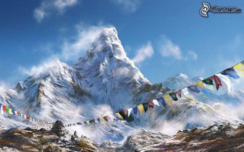 Matterhorn, montaña nevada, dibujos animados