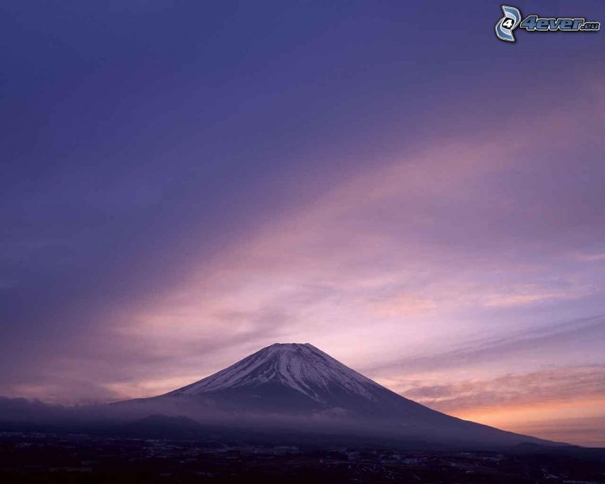 monte Fuji, Japón, cielo púrpura