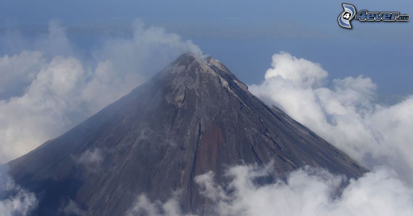 Mount Mayon, volcán, nubes, Filipinas