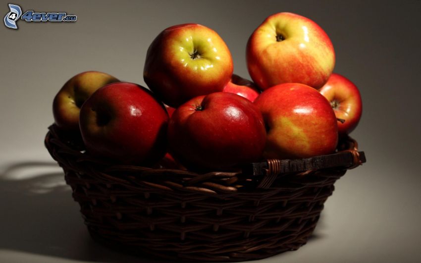 manzanas rojas, cesta