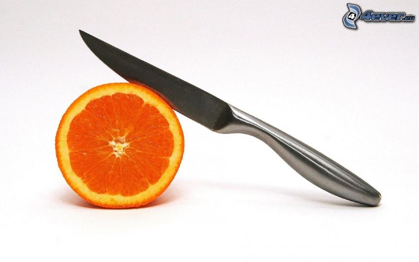 naranja, cuchillo