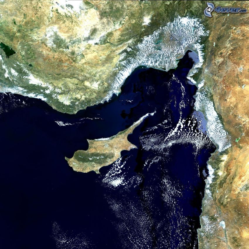 Chipre, mar Mediterráneo, imagen del satélite