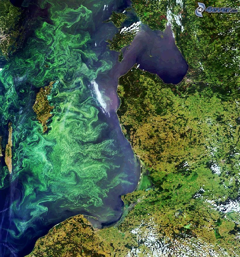 imagen del satélite, Tierra, lago