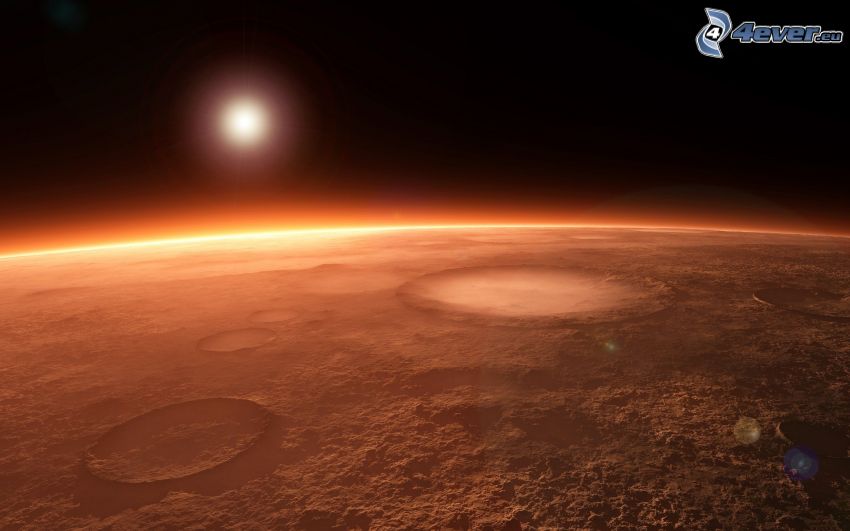 Mars, planeta rojo, sol