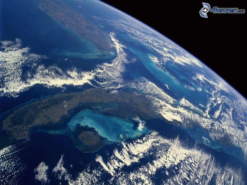 Tierra, cielo, aire, vista desde el espacio