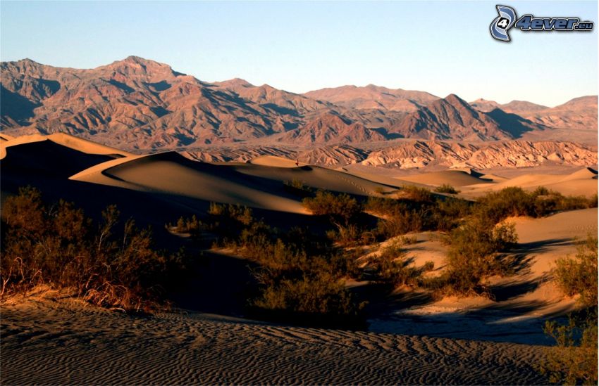 Valle de la Muerte, sierra, dunas de arena