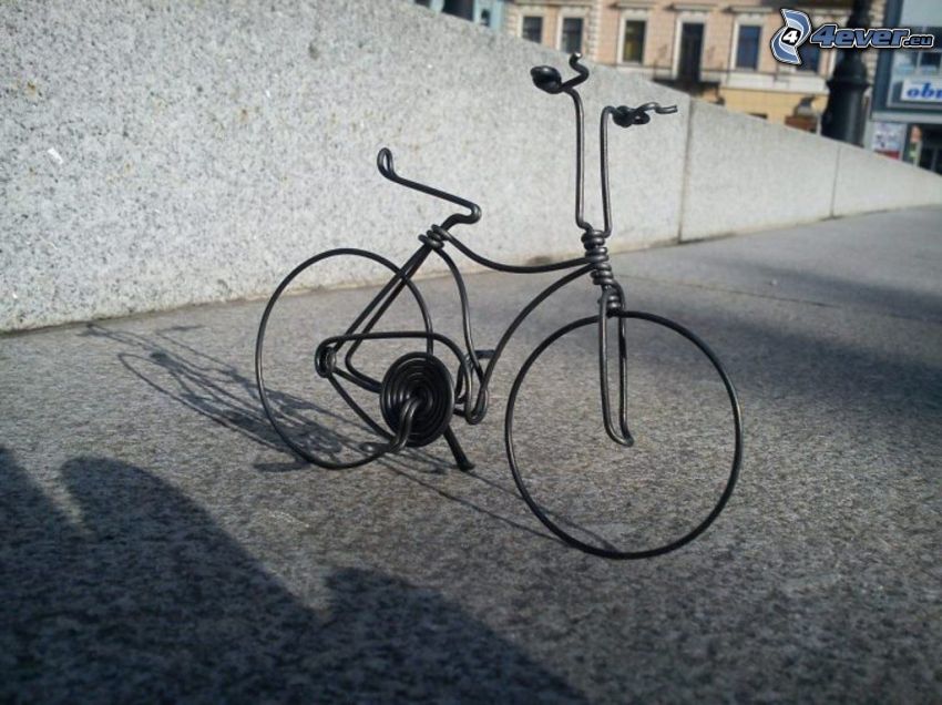 bicicleta, alambre, parapeto