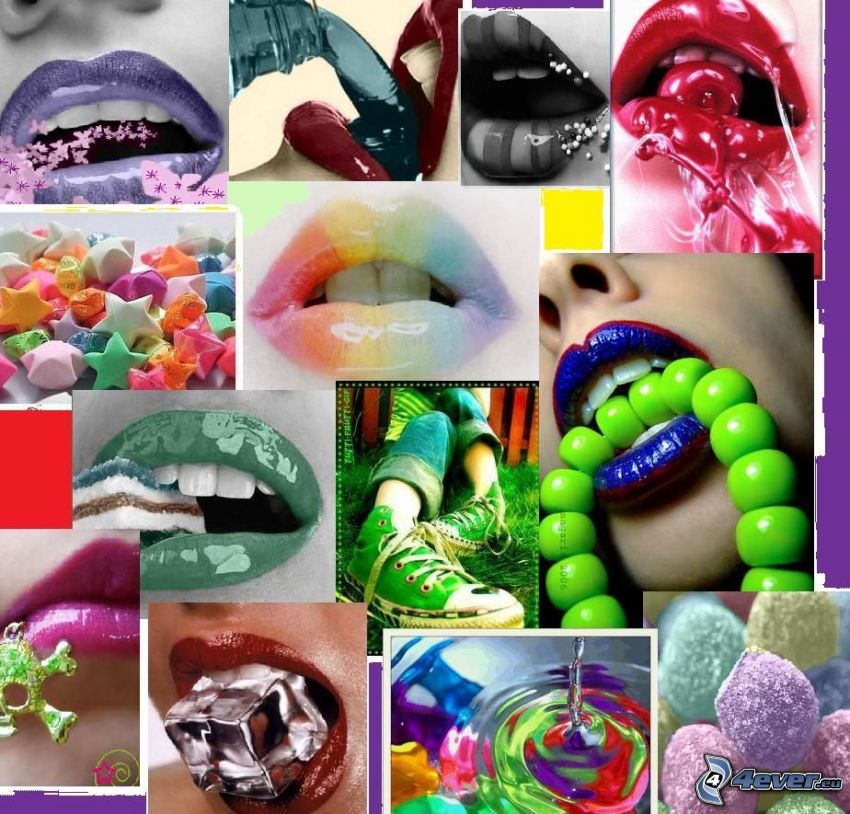 boca, labios, collage