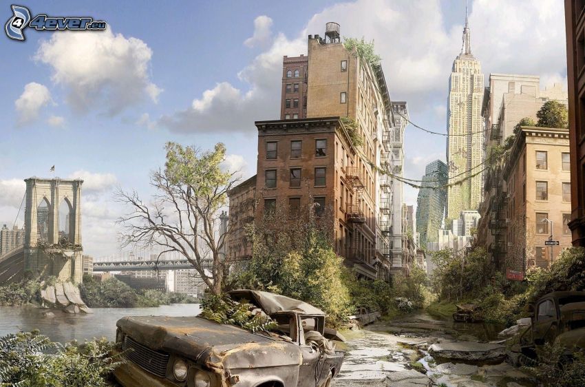 ciudad post-apocalíptica, New York, naufragio