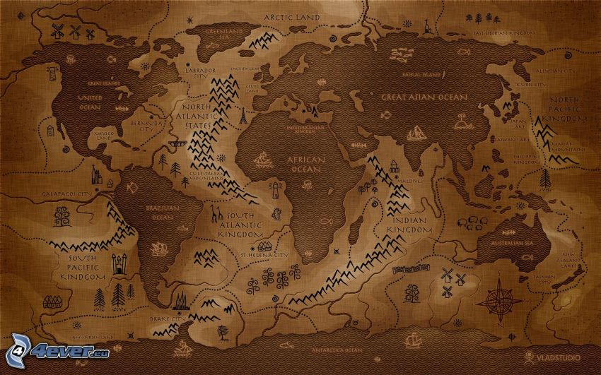 mapa del mundo, a la inversa