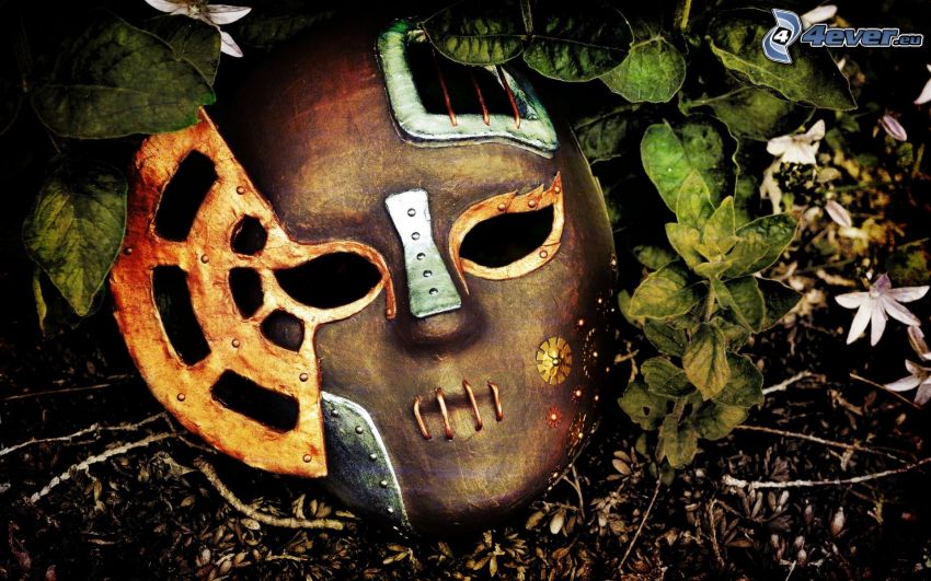 máscara, hojas