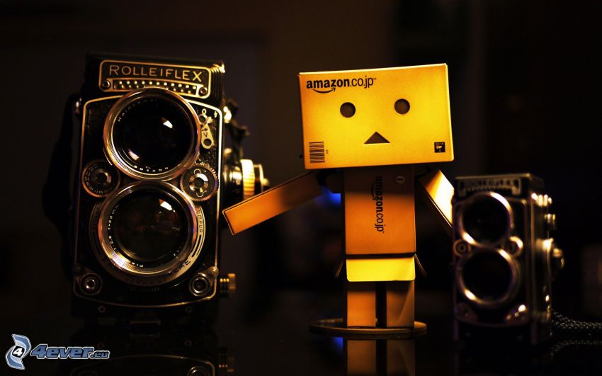 robot de papel, cámara