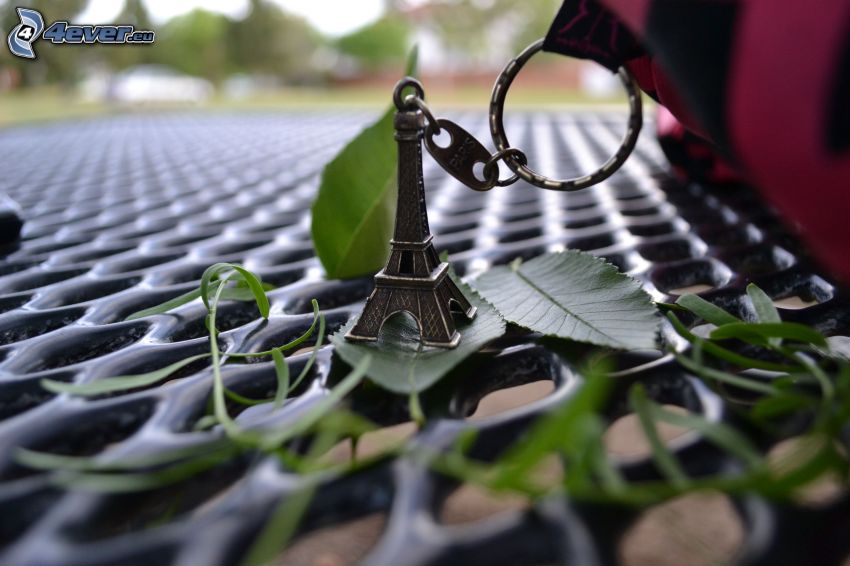 Torre Eiffel, colgante, hojas