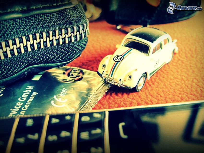 Volkswagen Beetle, coche juguete, teléfono móvil