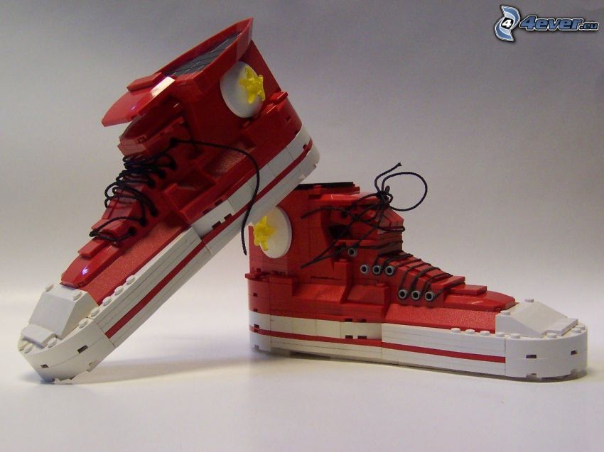 zapatillas de deporte de Lego, Converse, zapatillas rojas