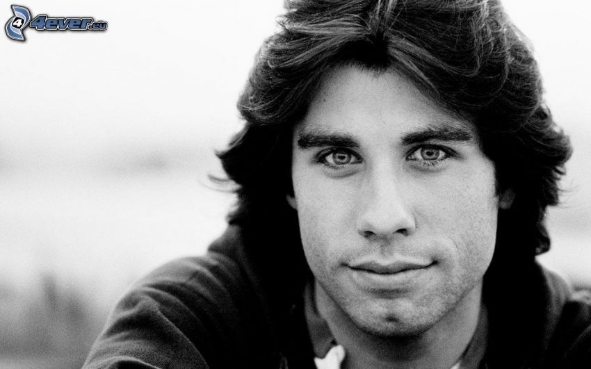 John Travolta, de jóvenes, Foto en blanco y negro